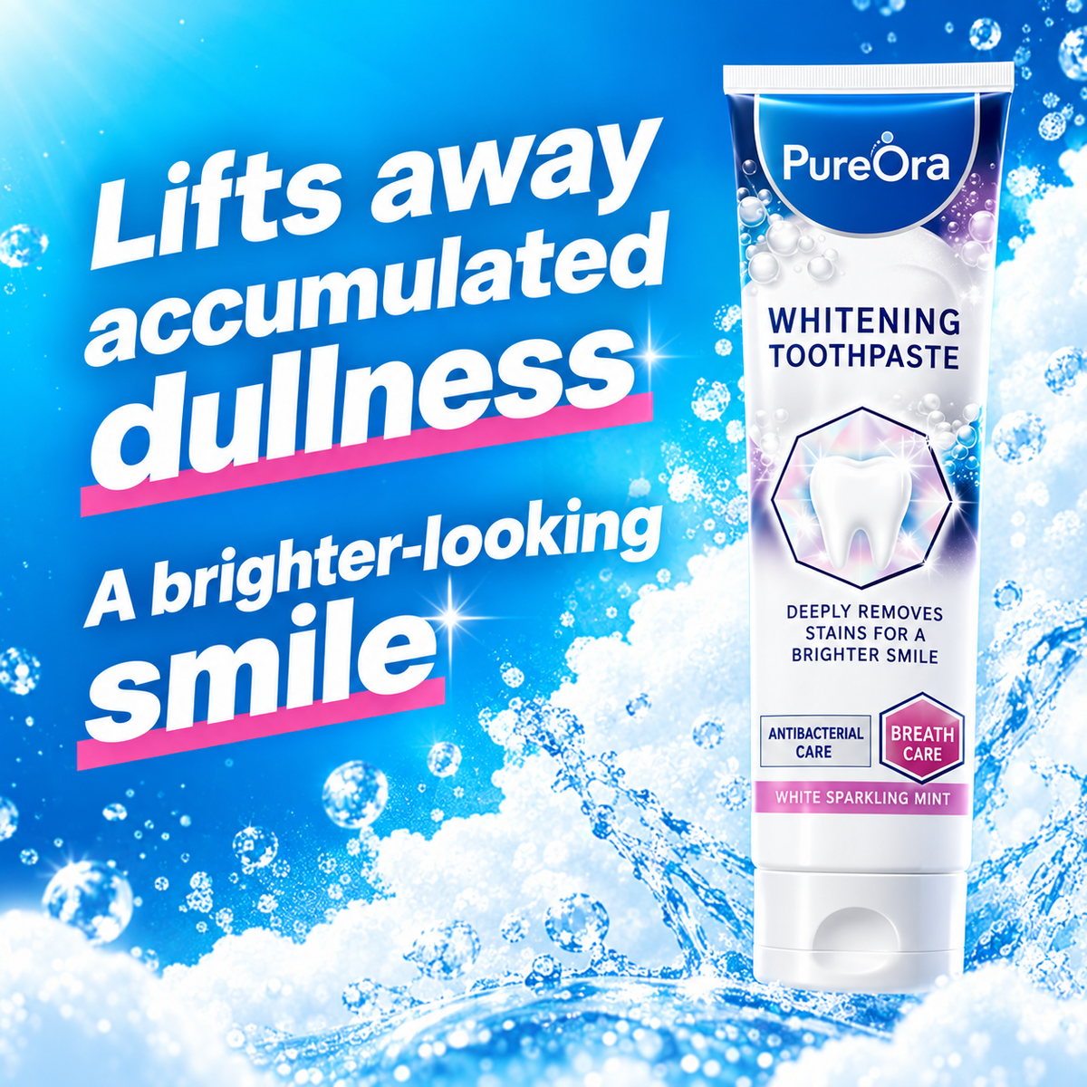 PureOra whitening care and sparkling foam