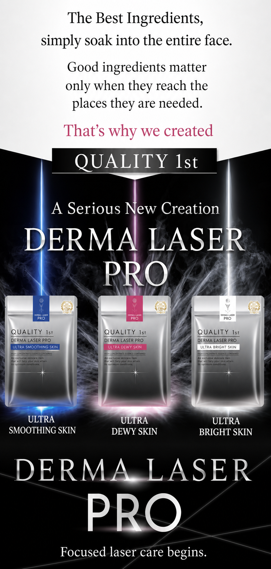 QUALITY 1st DERMA LASER PRO lineup English infographic