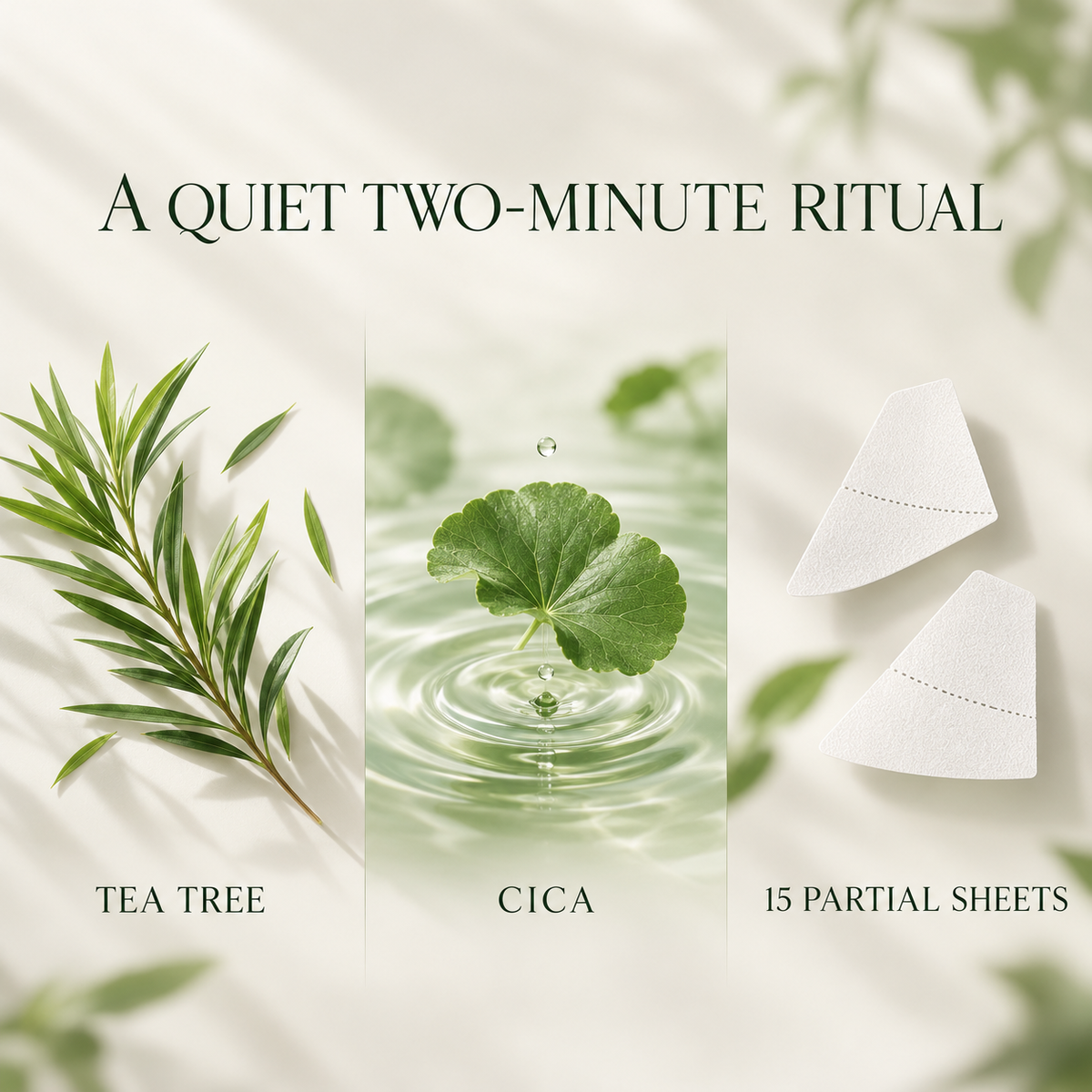 Tea tree, CICA and two-minute partial care