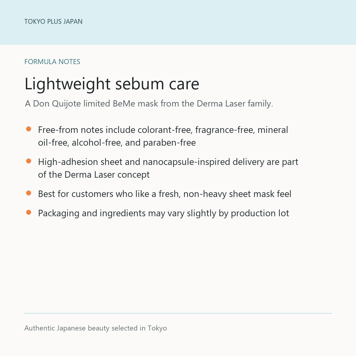 Quality 1st BeMe by Derma Laser Super AZ100 Mask formula notes