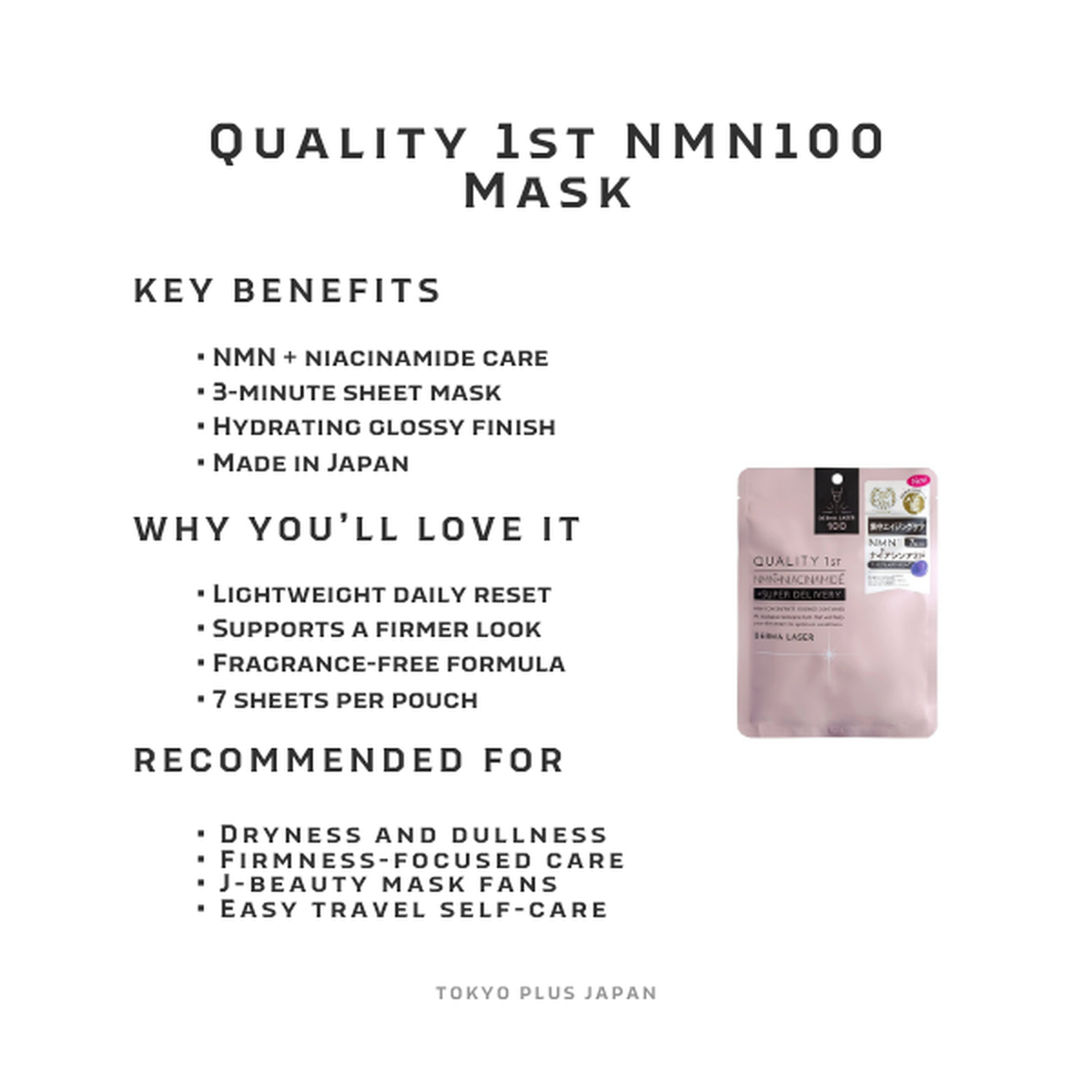 Quality 1st Derma Laser Super NMN100 Mask key benefits