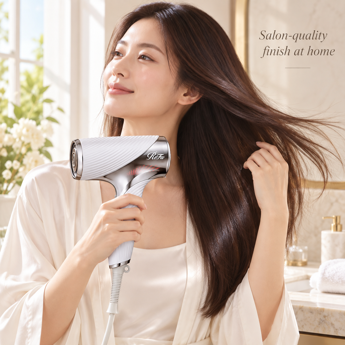 Adult model using ReFa BEAUTECH DRYER SE White