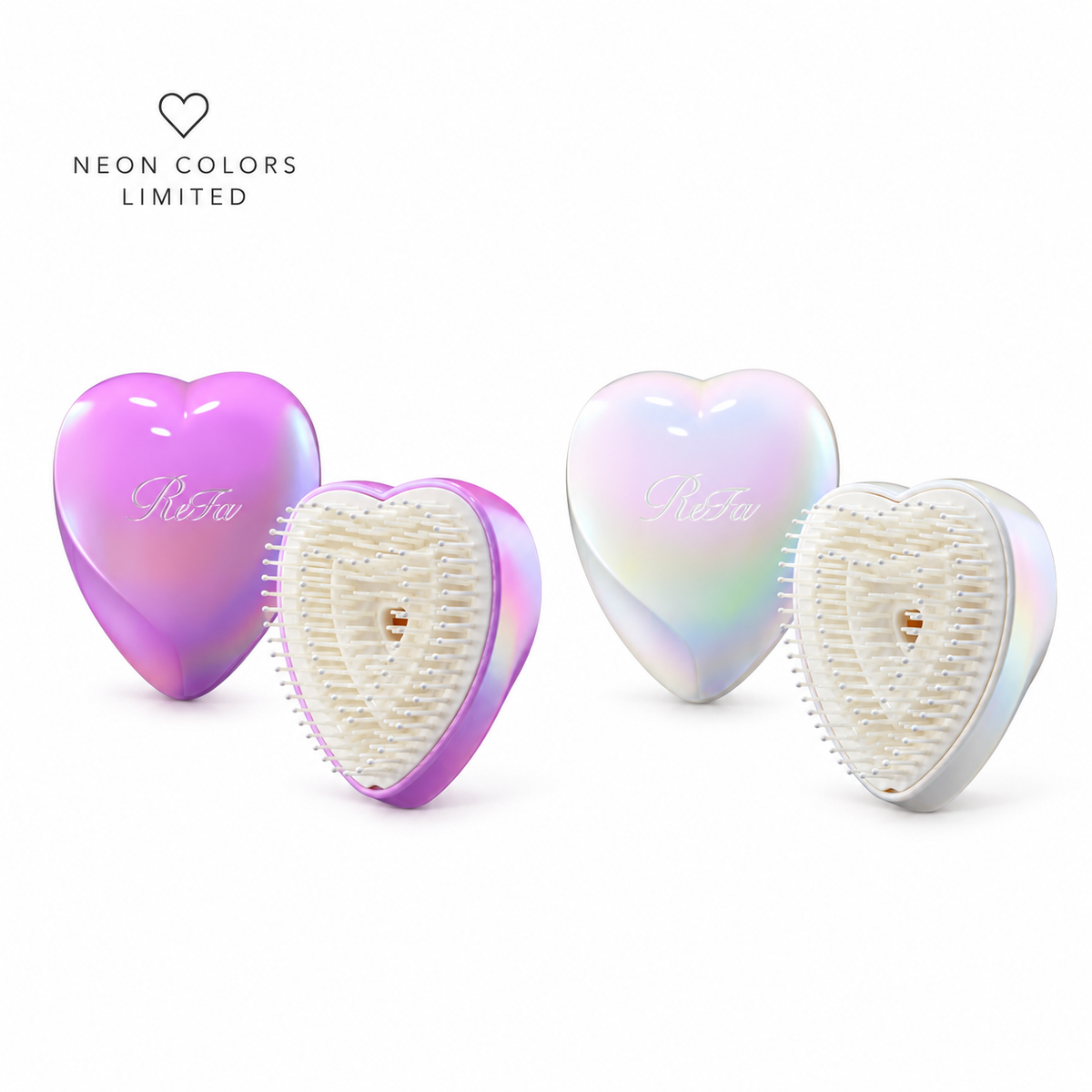 ReFa HEART BRUSH mini Neon Purple and Neon White with limited label