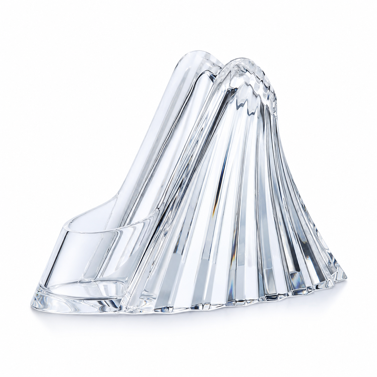 Clear faceted acrylic stand for ReFa BEAUTECH DRYER BX on white background
