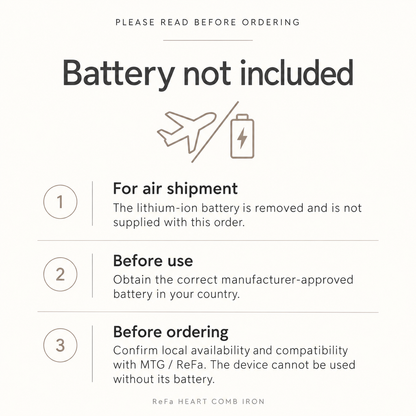 Important: lithium-ion battery removed; obtain approved battery locally before use