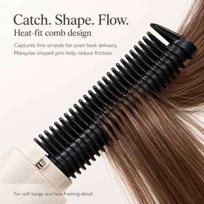 Heat-fit comb structure and marquise-shaped pins