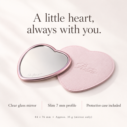 ReFa Heart Mirror with protective case, dimensions and features