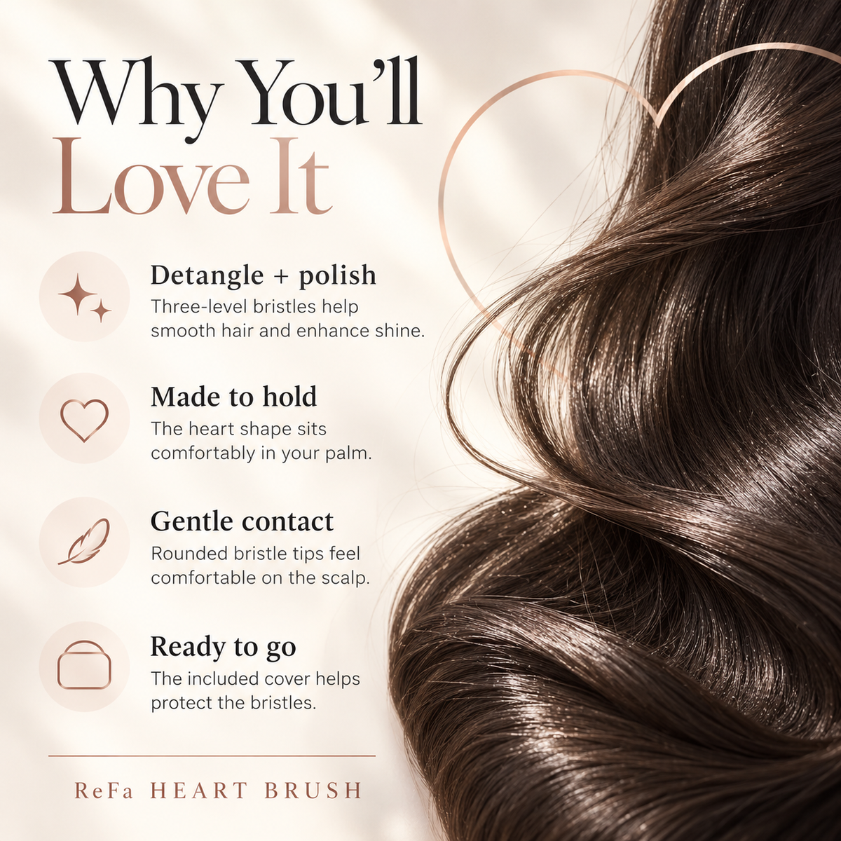 ReFa HEART BRUSH benefits and protective cover