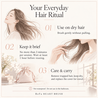 ReFa HEART BRUSH dry hair use and care guide