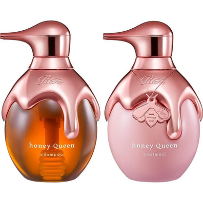ReFa HONEY QUEEN ROSE shampoo and treatment set on white background