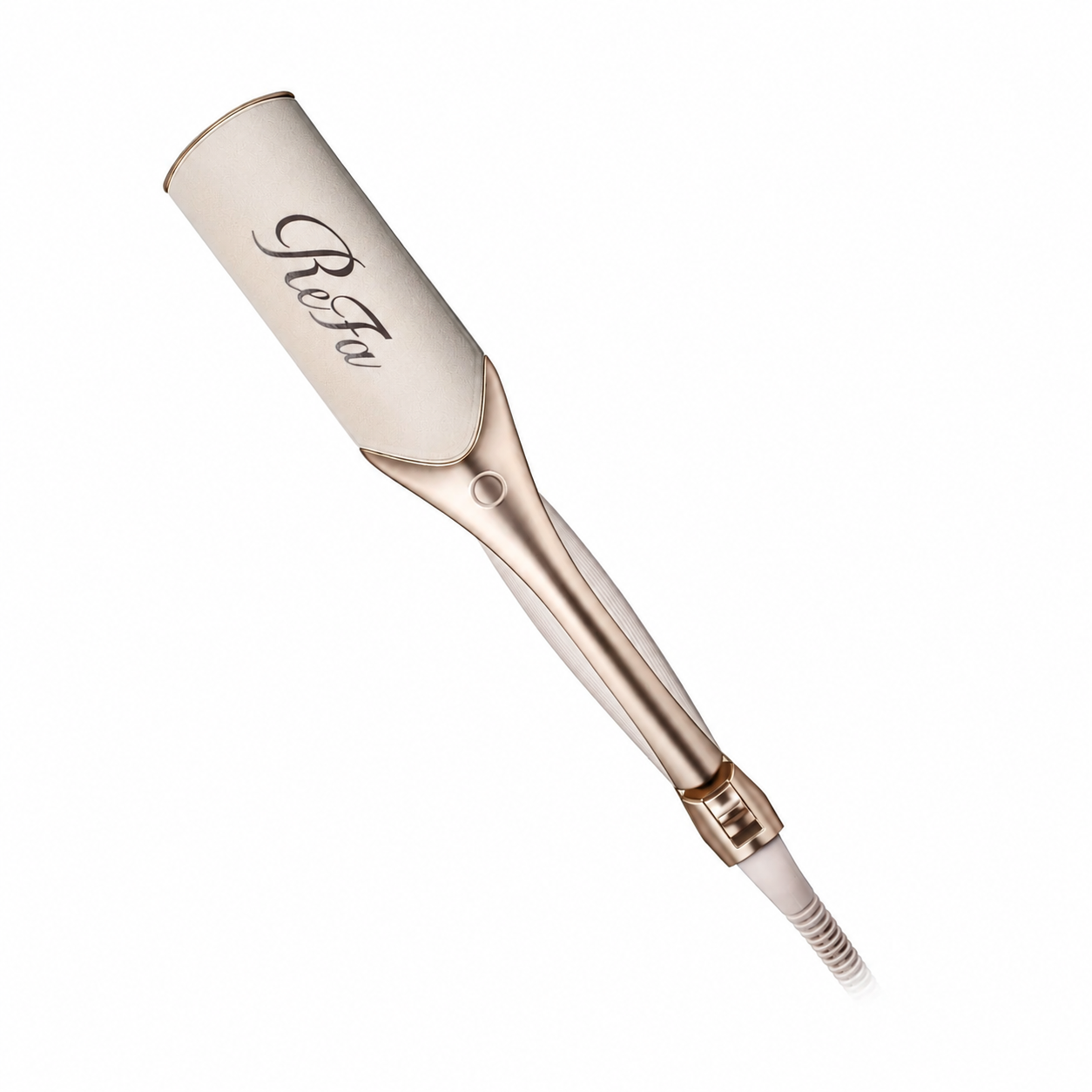 ReFa POWER STRAIGHT IRON PRO in warm ivory white on a clean white background