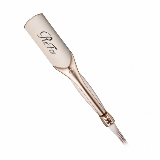 ReFa POWER STRAIGHT IRON PRO in warm ivory white on a clean white background