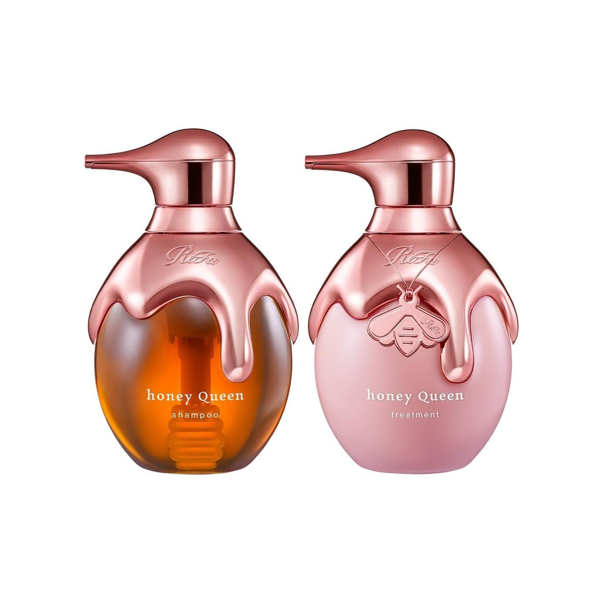 ReFa HONEY QUEEN ROSE Shampoo & Tratamento Set 500mL / 500g em um fundo branco limpo