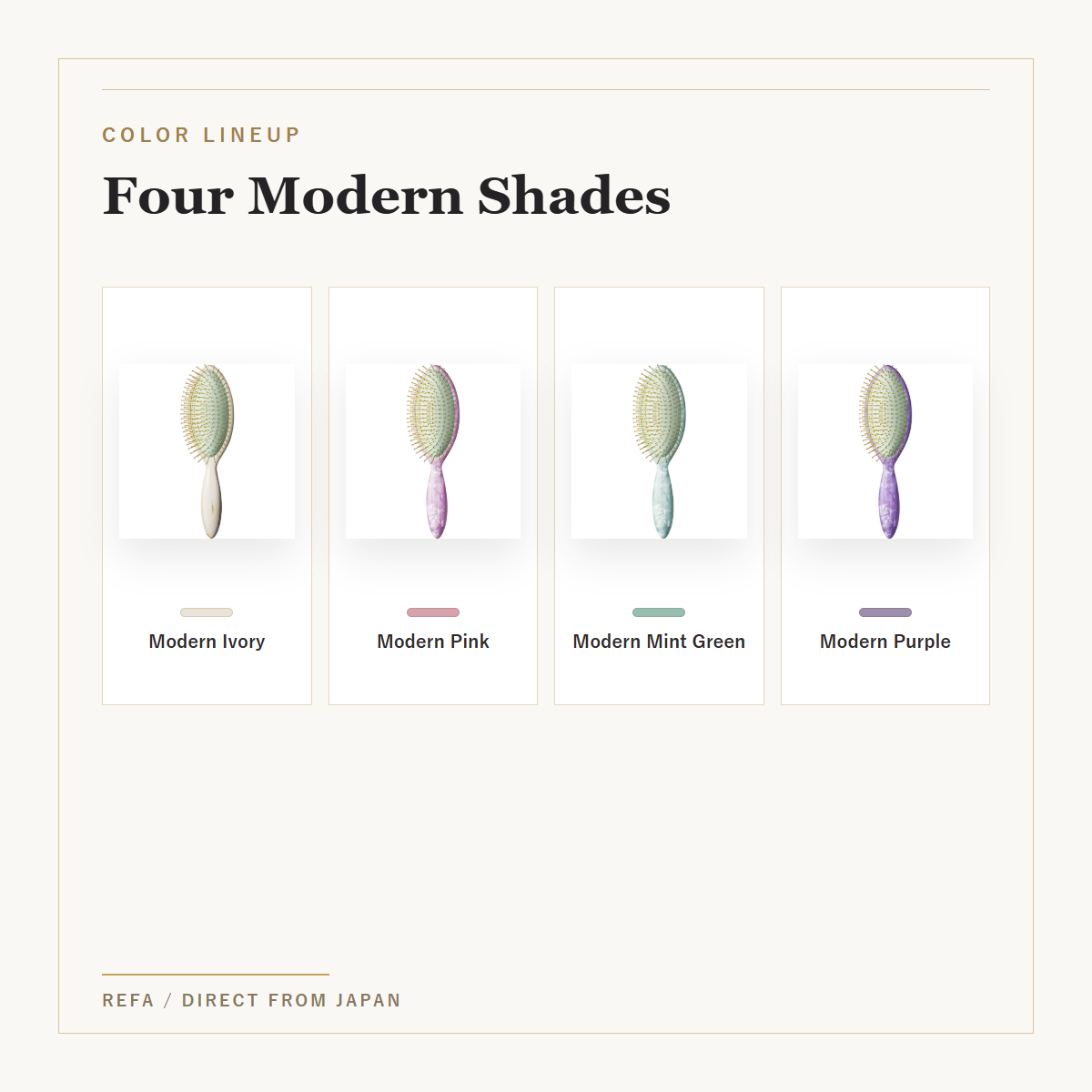 ReFa AURA Modern 24K Coated Hair Brush 4-Color Selection four color lineup