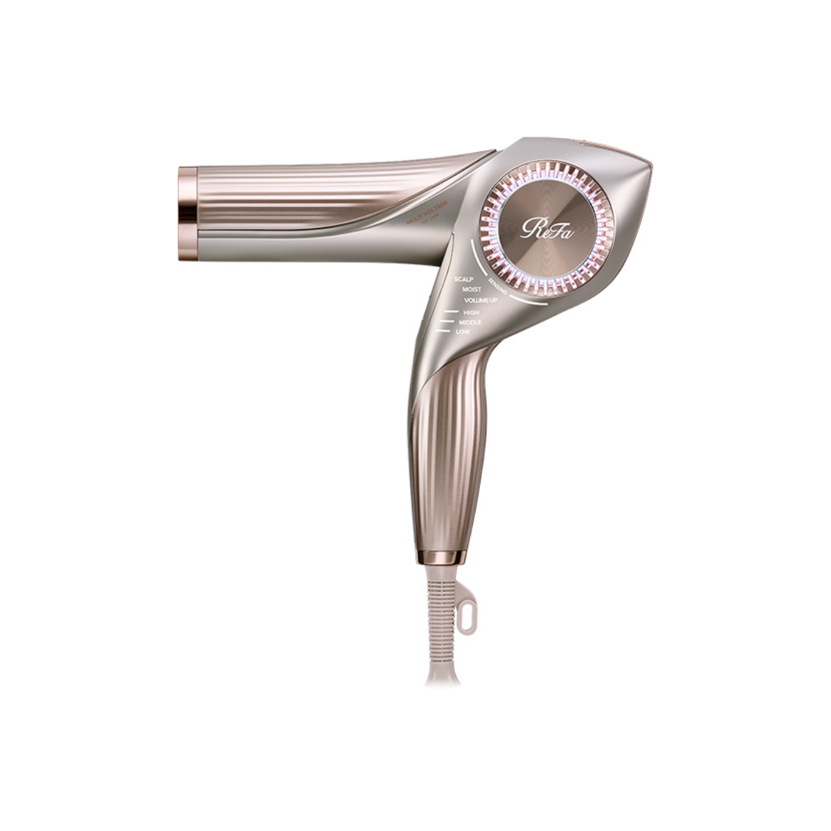 ReFa BEAUTECH DRYER BX W Champagne Greige hair dryer on white background