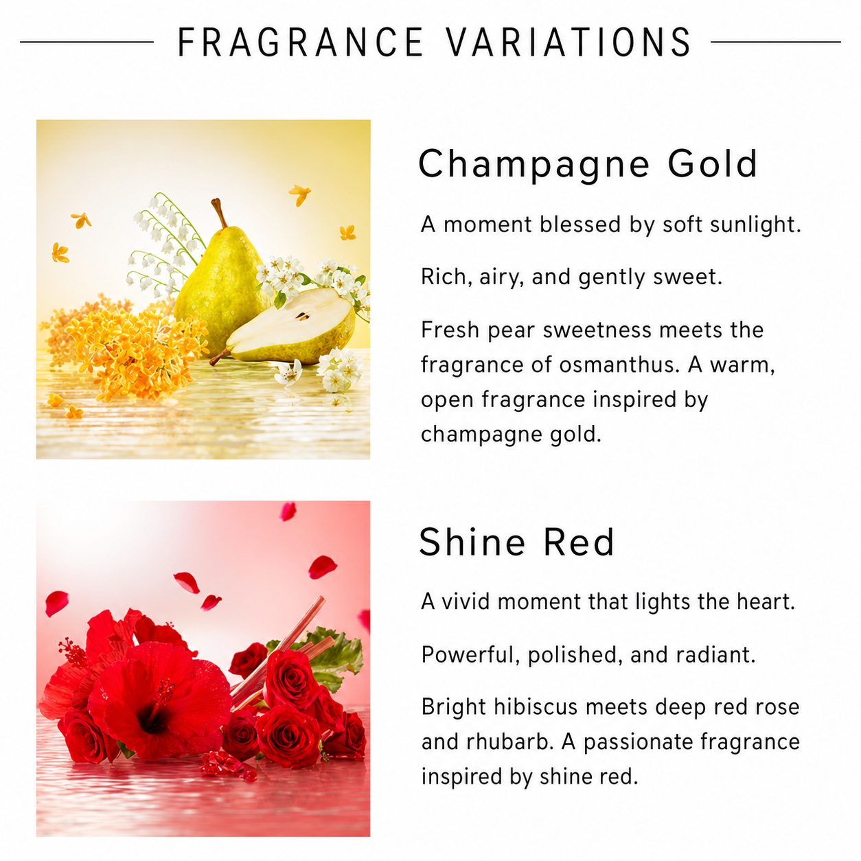 ReFa Heart Fragrance Hand Cream Champagne Gold and Shine Red fragrance variations English