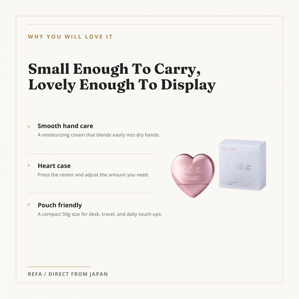 ReFa Heart Fragrance Hand Cream 50g 5-Color Selection why you will love it