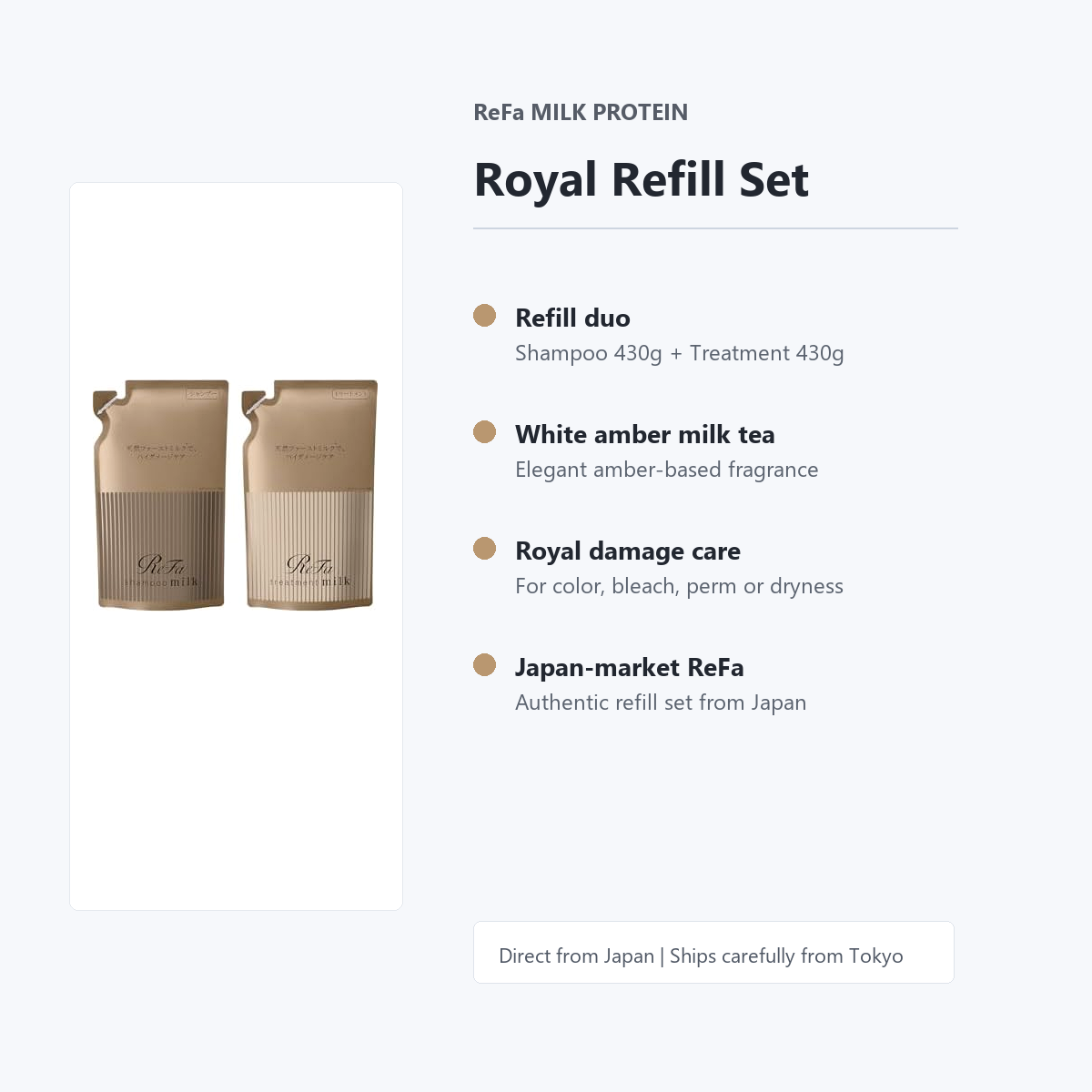 ReFa MILK PROTEIN Royal refill set overview
