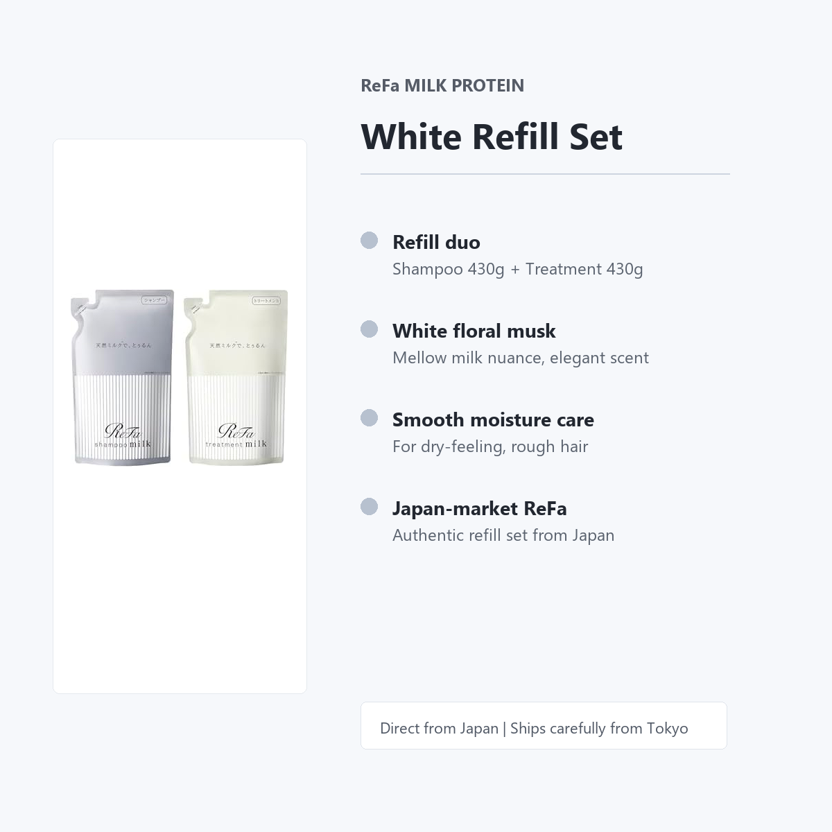 ReFa MILK PROTEIN White refill set overview