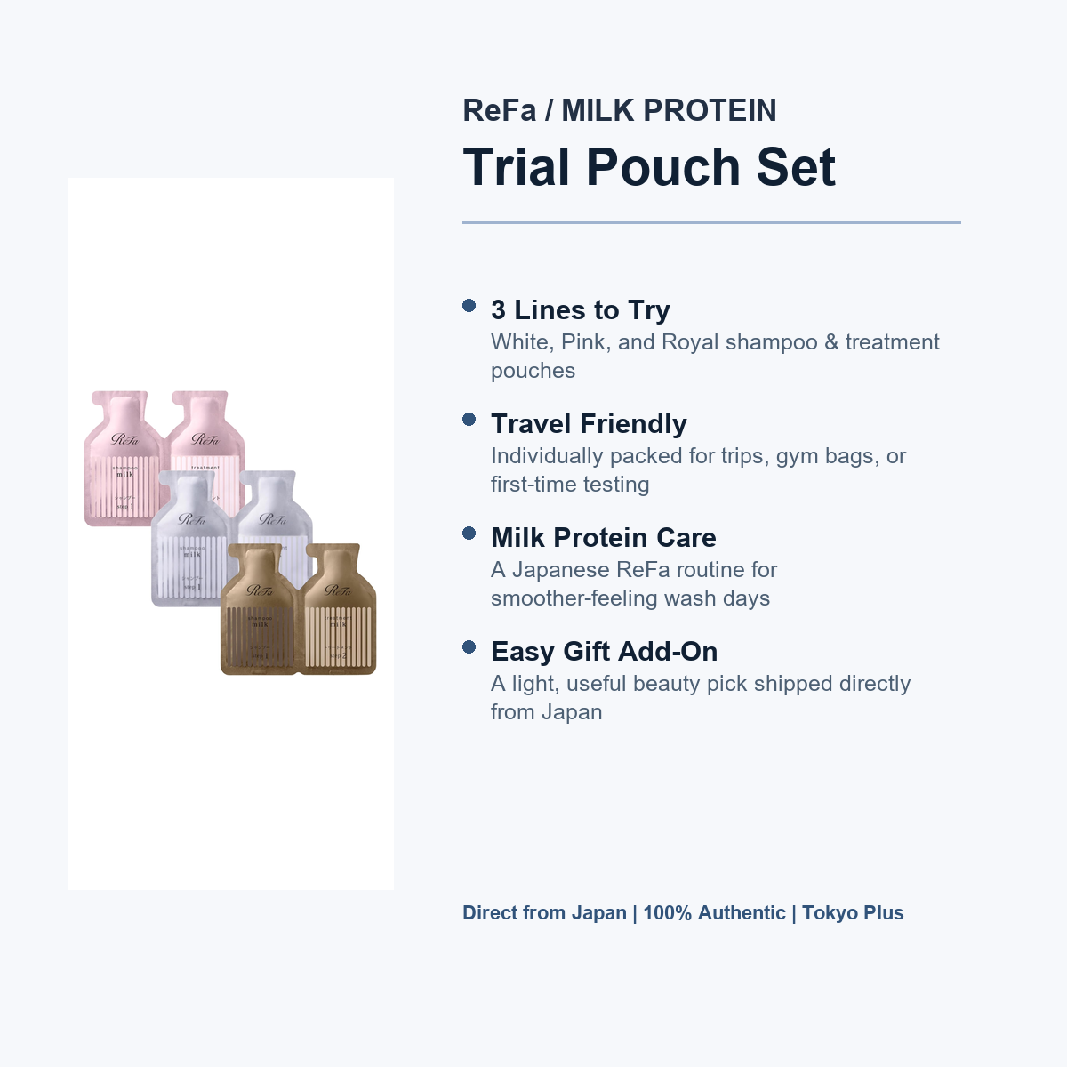 ReFa MILK PROTEIN trial pouch set simple overview