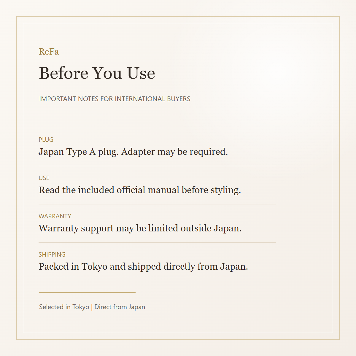 ReFa STRAIGHT IRON PRO+ international buyer notes