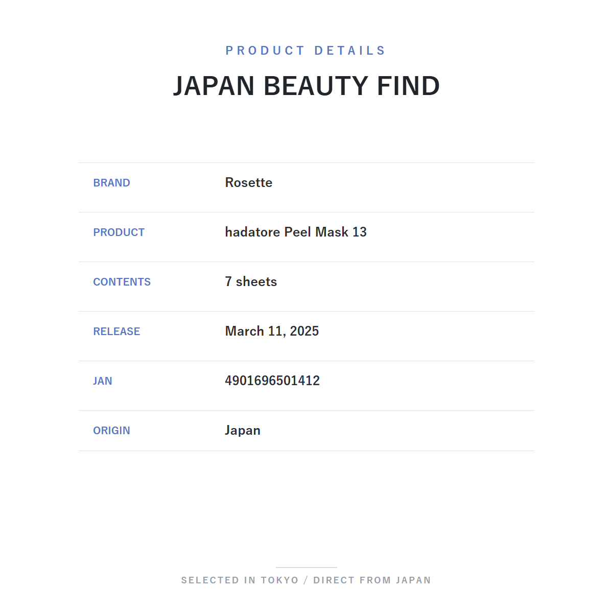 Rosette hadatore Peel Mask 13 7 Sheets product details