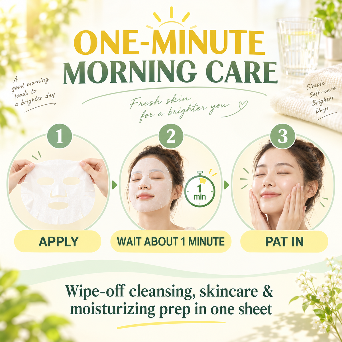 One-minute morning sheet mask use instructions