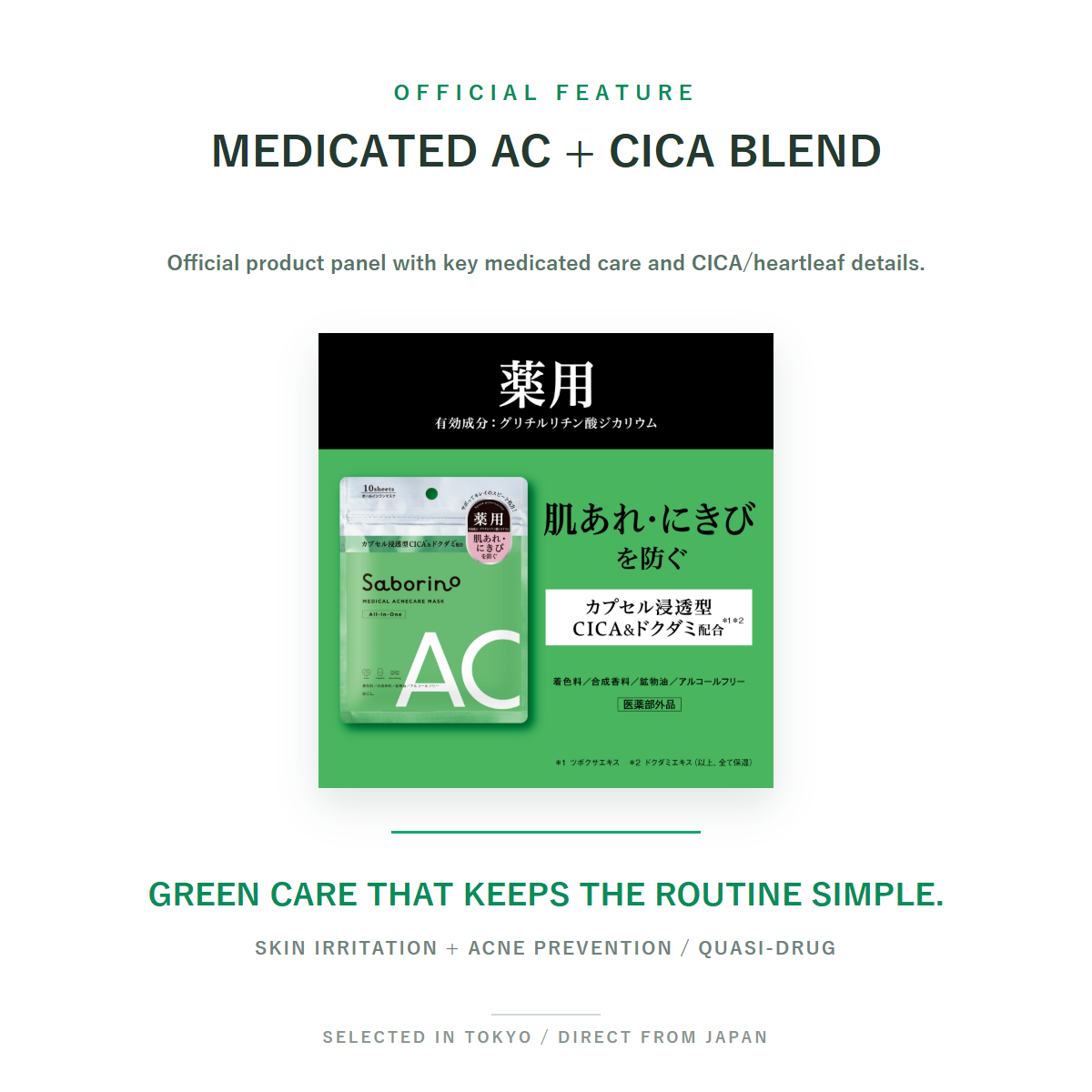 Saborino Medical Acnecare AC All-In-One Sheet Mask 10 Sheets official feature information
