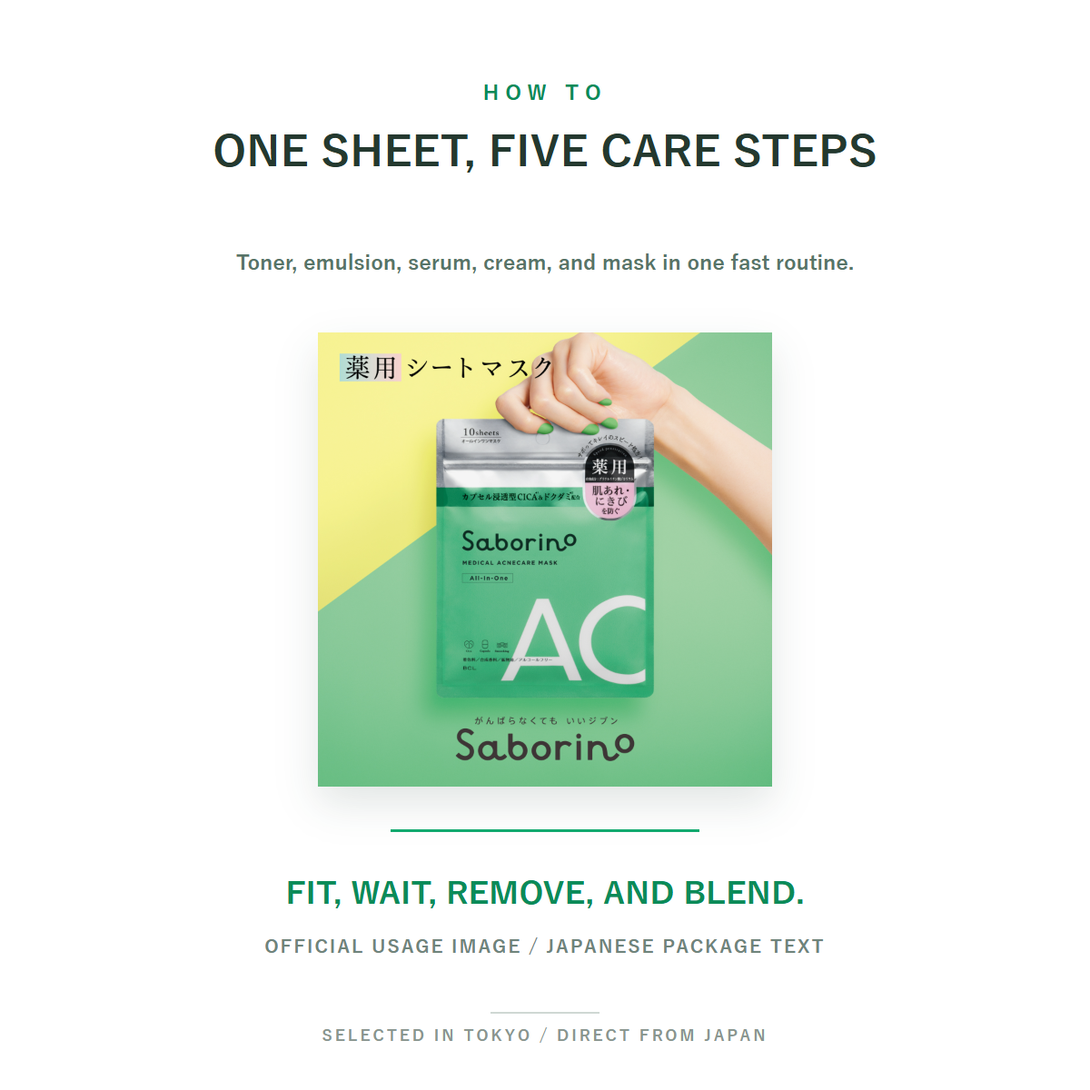 Saborino Medical Acnecare AC All-In-One Sheet Mask 10 Sheets official how-to image
