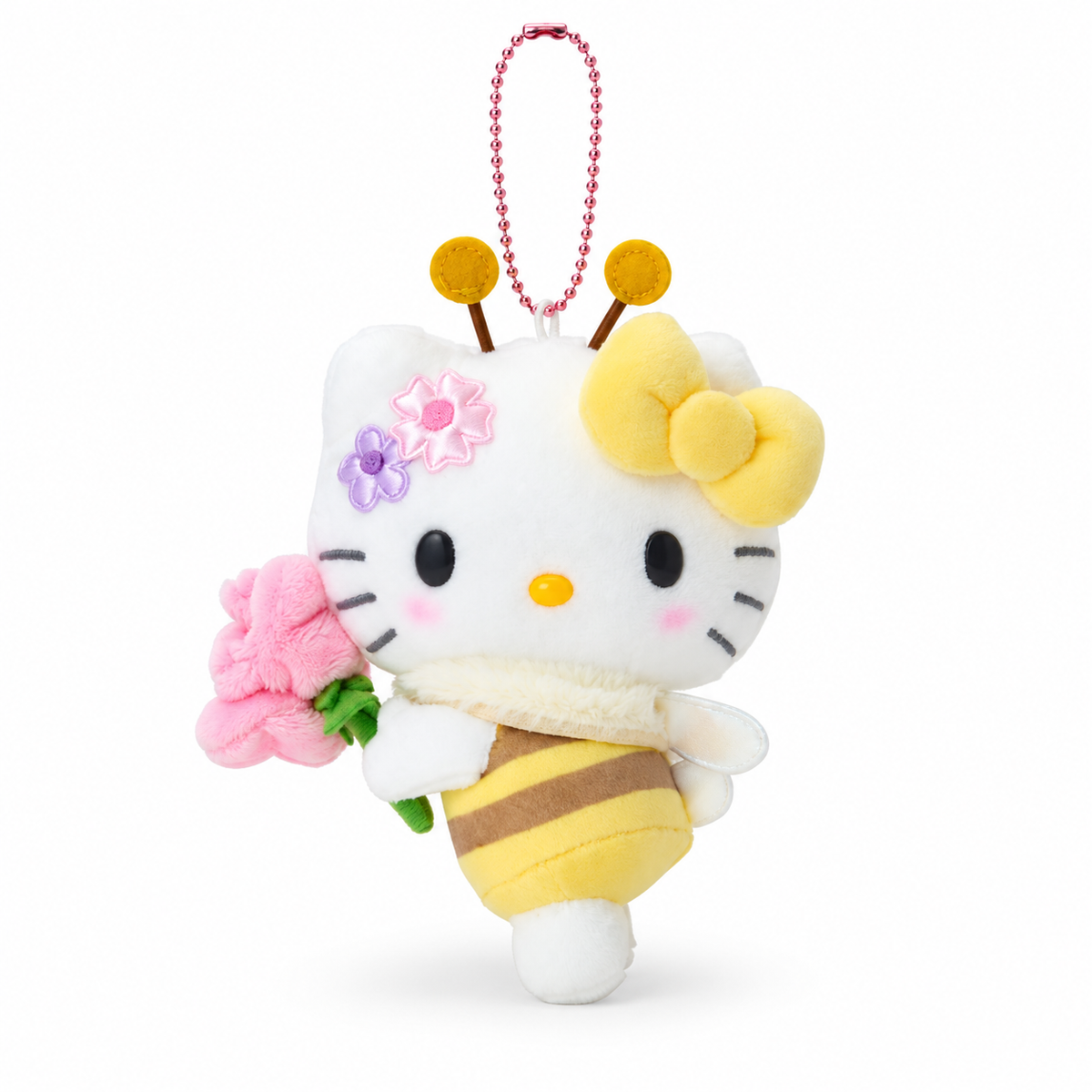 Hello Kitty Bee Loves Flowers mascot holder on white