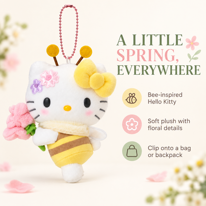 Spring-inspired bee costume, flowers, and plush details