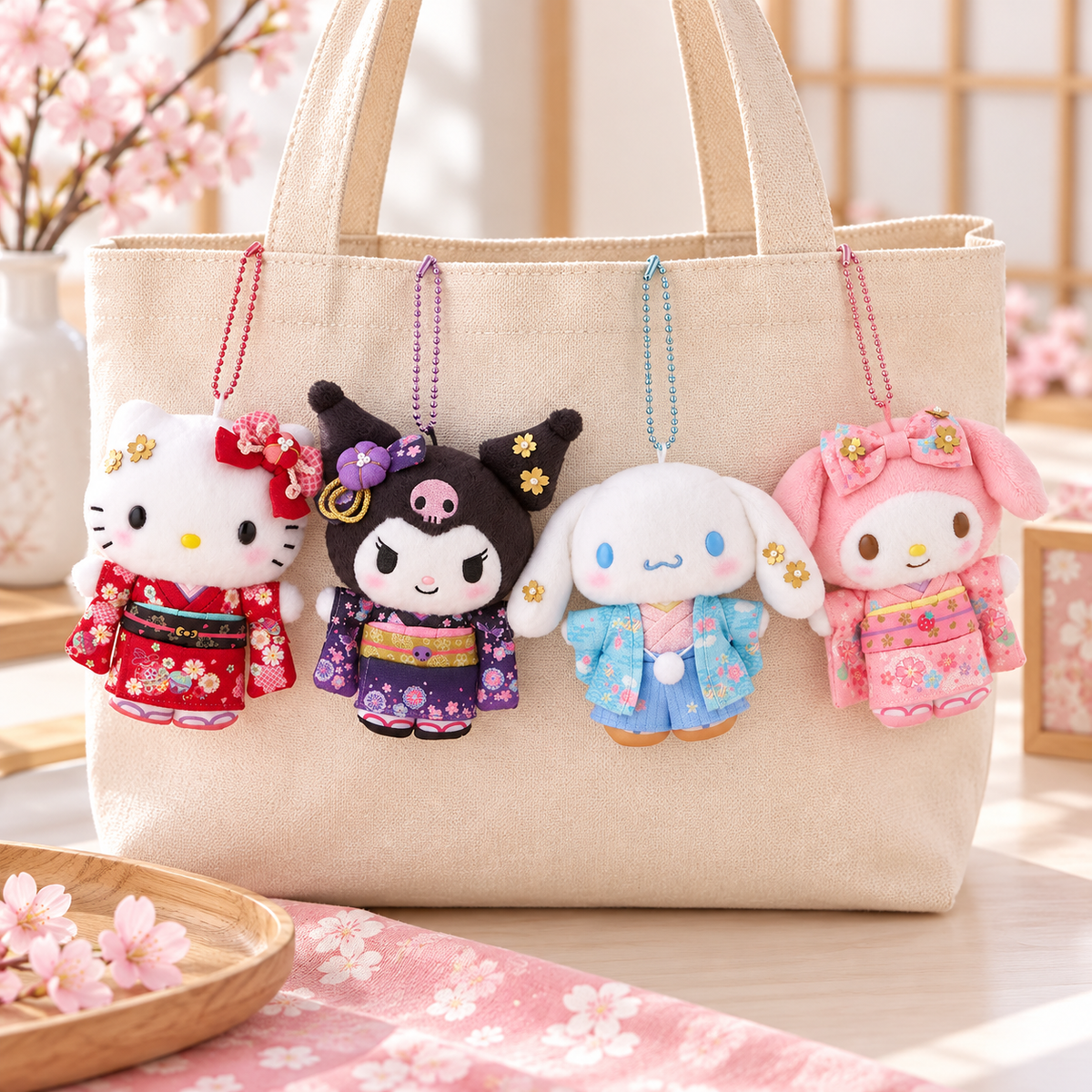 Sanrio Kimono Mascot Holder used as bag charms