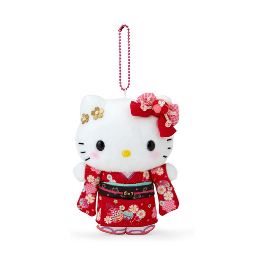Sanrio kimono mascot holder Hello Kitty front, balanced white background