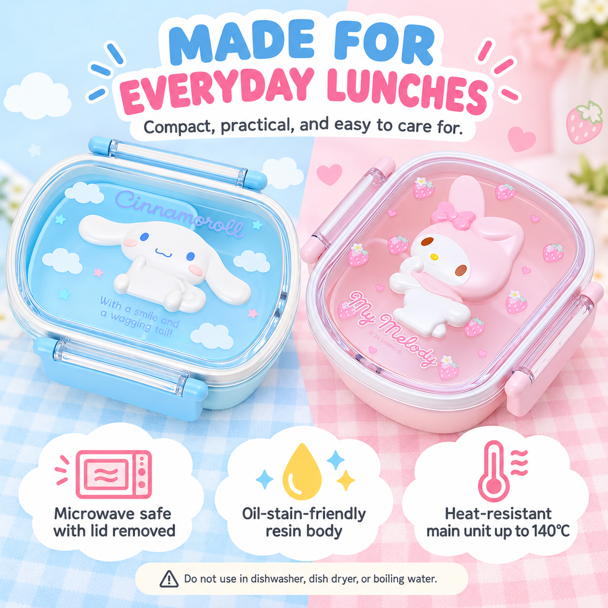 Sanrio lunch box everyday use and care