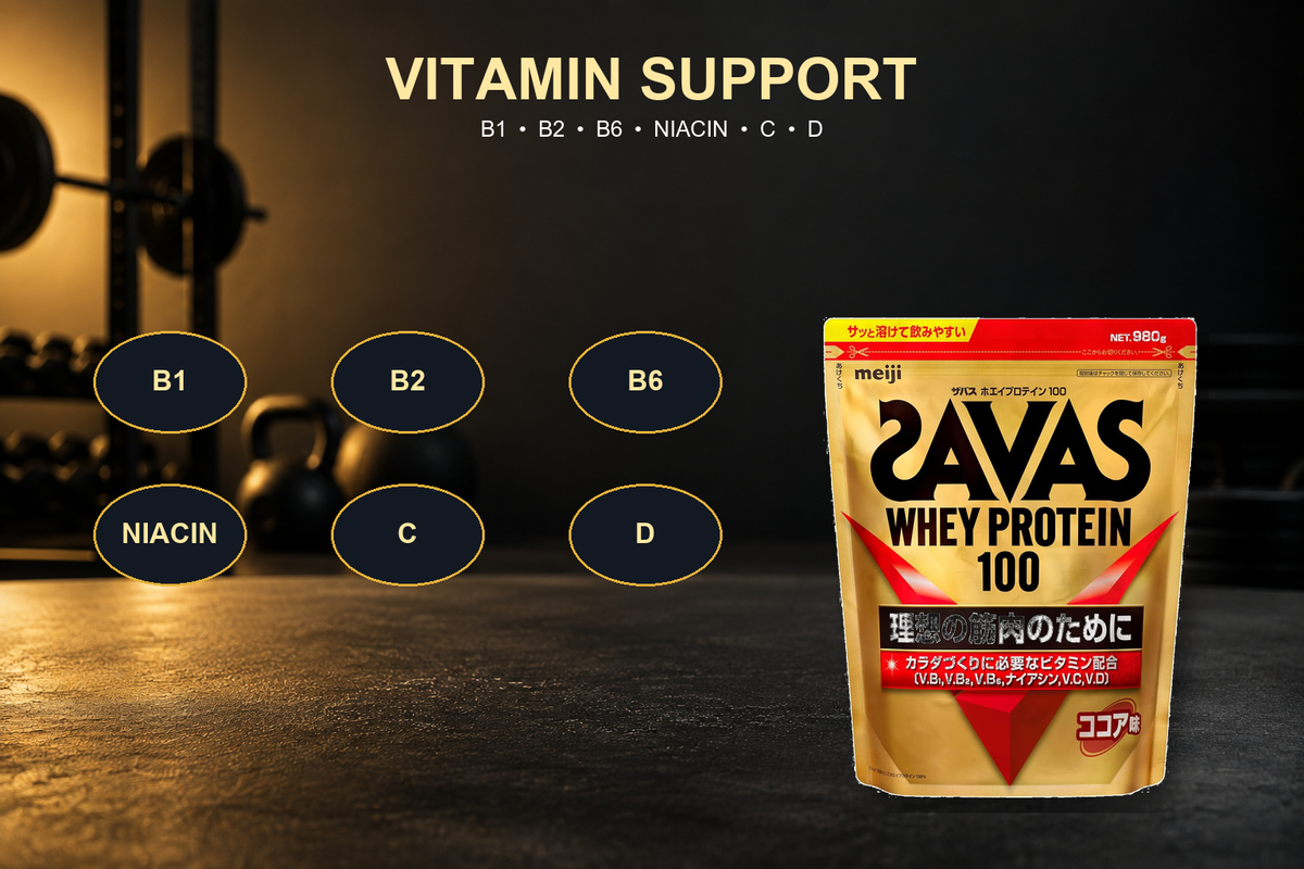 SAVAS Whey Protein 100 authentic Cocoa pacote de vitaminas visão geral