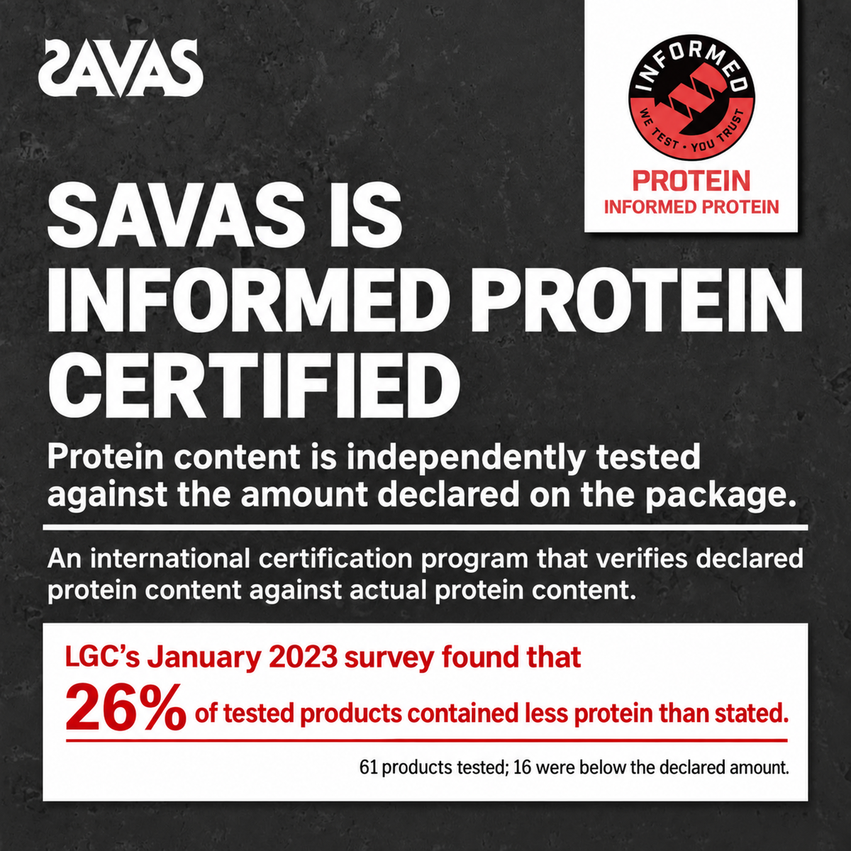 SAVAS Informed Protein certification