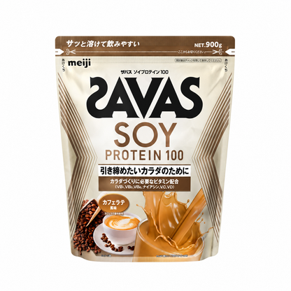 SAVAS Soy Protein 100 Cafe Latte 900g pouch on white background