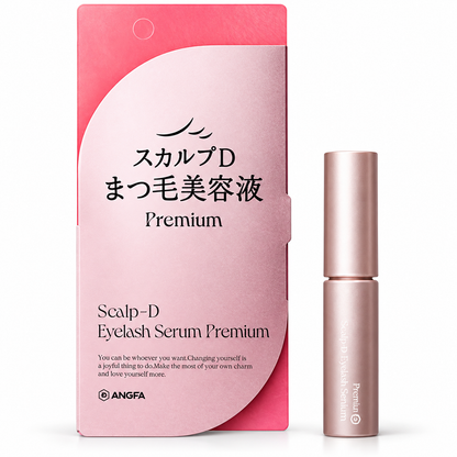 SCALP-D Eyelash Serum Premium 4mL pink package and bottle on white