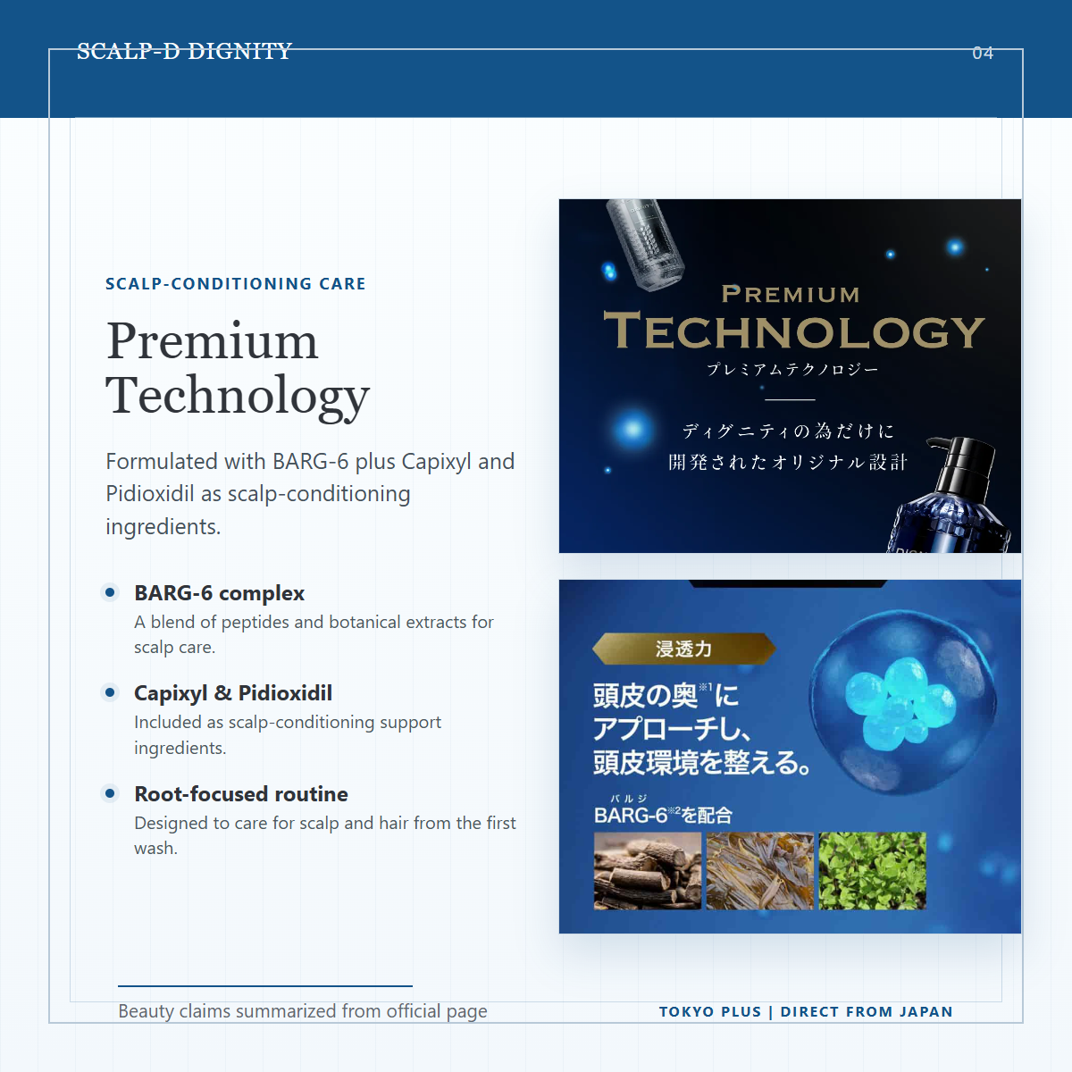 Scalp-D Dignity premium technology and scalp-conditioning care