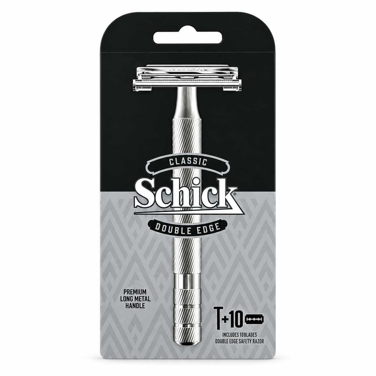 Schick Classic Double Edge metal safety razor with 10 replacement blades