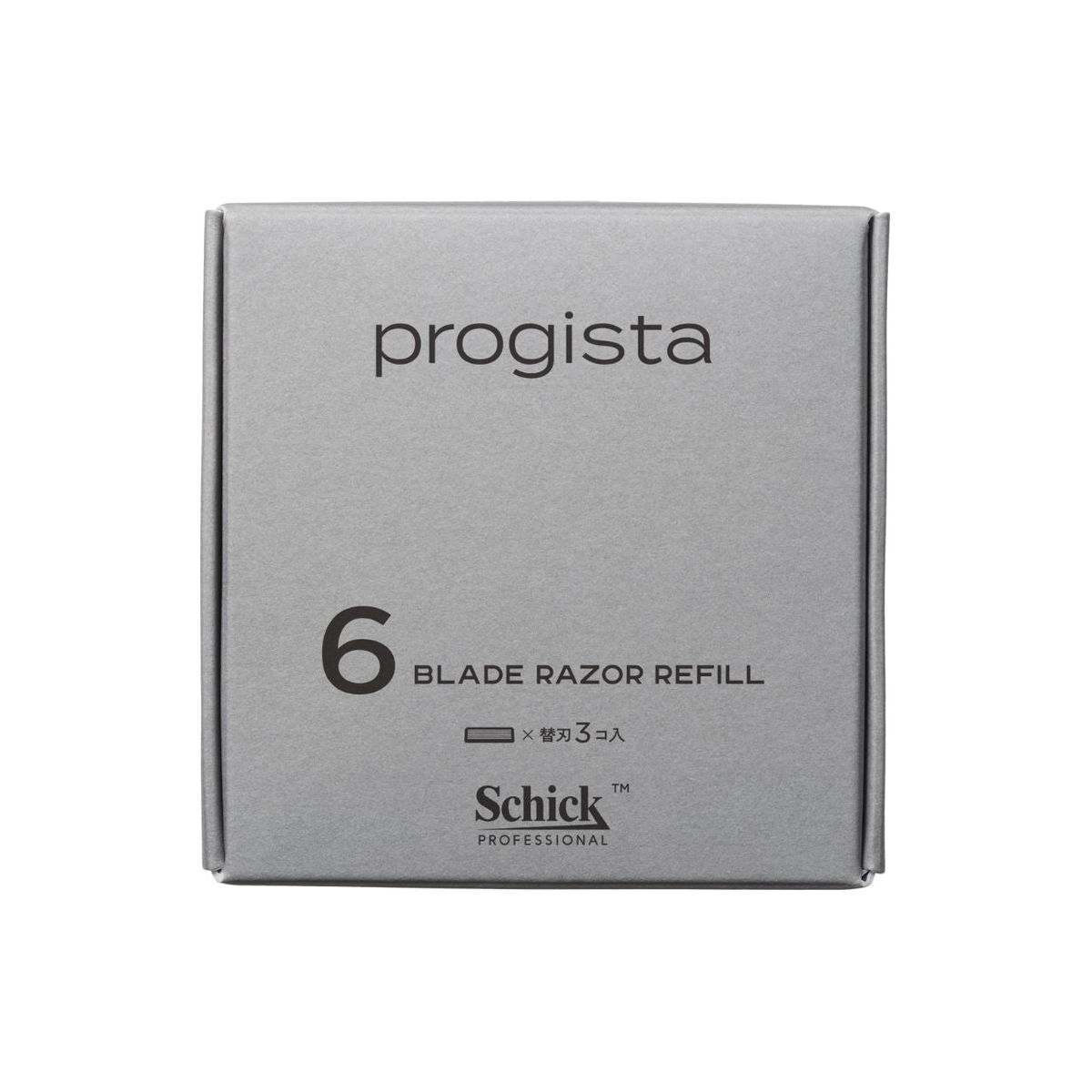 Schick progista 6-blade refill cartridges package on white background