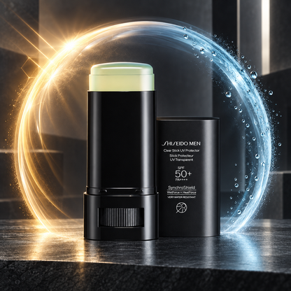 SHISEIDO MEN Clear Stick UV Protector conceito de resistência ao calor e à água