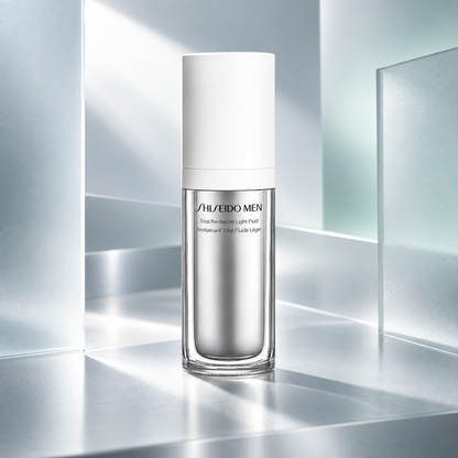 Conceito de acabamento limpo e não pegajoso do Total R Light Fluid N da SHISEIDO MEN