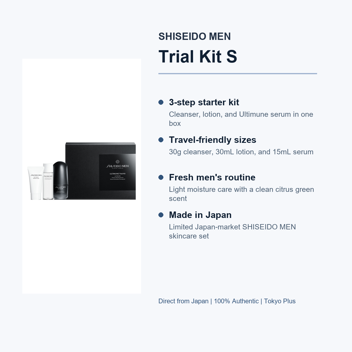 SHISEIDO MEN Ultimune Trial Kit S simple skincare routine overview