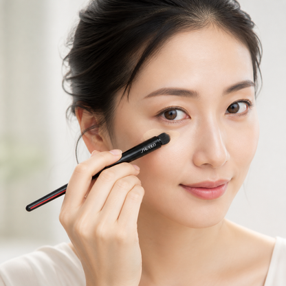 Model using SHISEIDO TSUTSU FUDE Concealer Brush