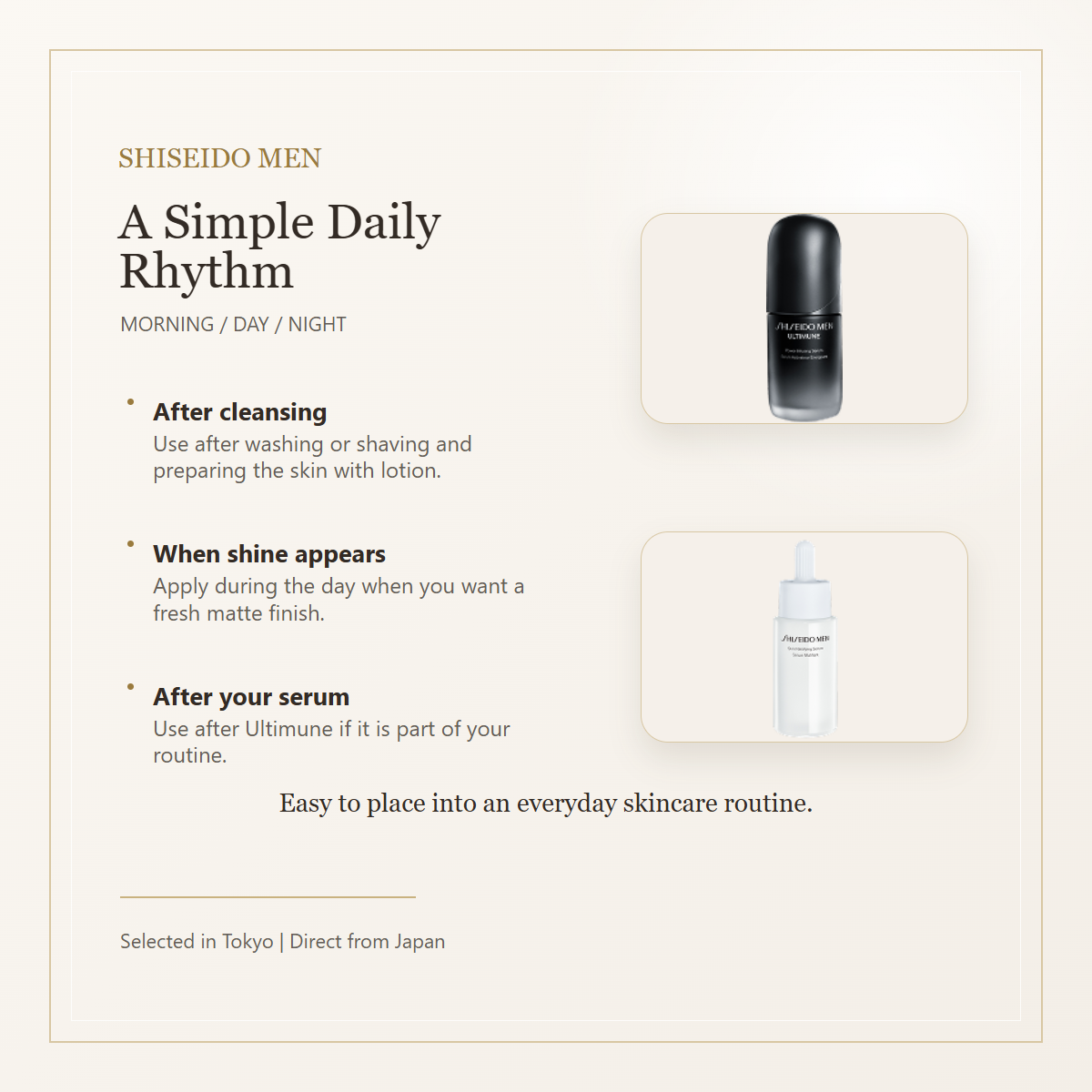 SHISEIDO MEN Skin Matte Serum daily routine