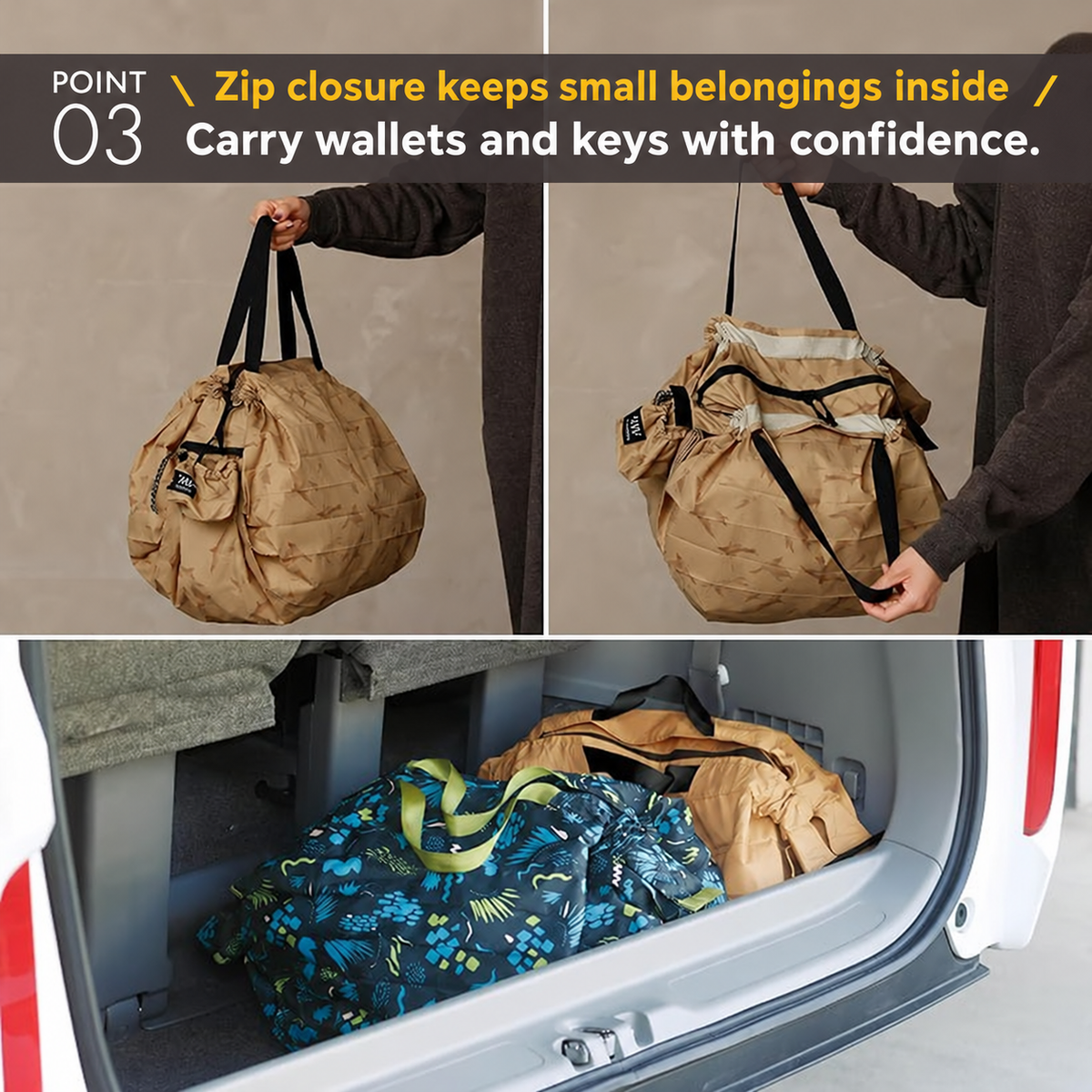 Marna Shupatto Packable Bag 27L | Zip Closure