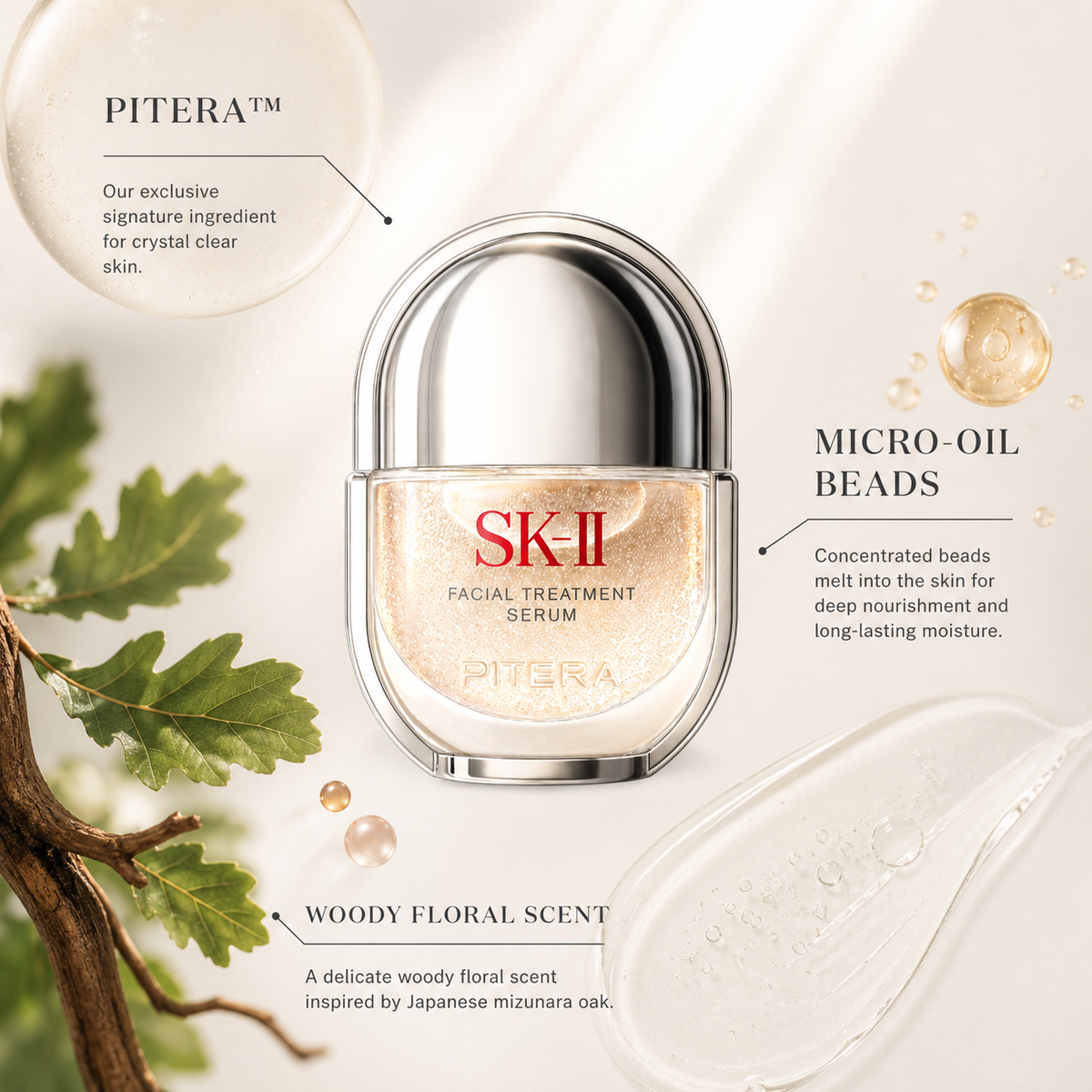 SK-II Facial Treatment Serum ingredients and woody floral scent