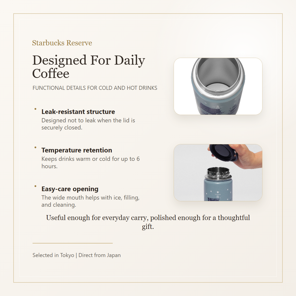 Starbucks Reserve CONVERSE TOKYO stainless bottle leak-resistant temperature retention features