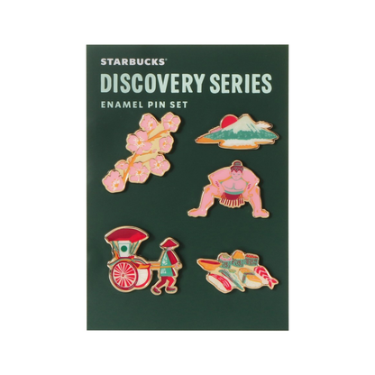 Starbucks Discovery Series JAPAN Pin Badge Set on white background
